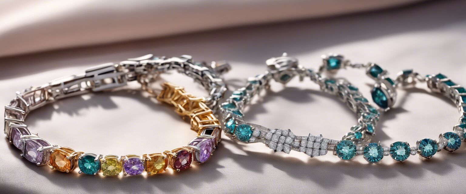 Variety of colored moissanite bracelets