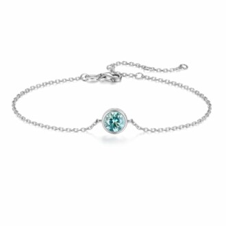 Silver bracelet with aquamarine gemstone